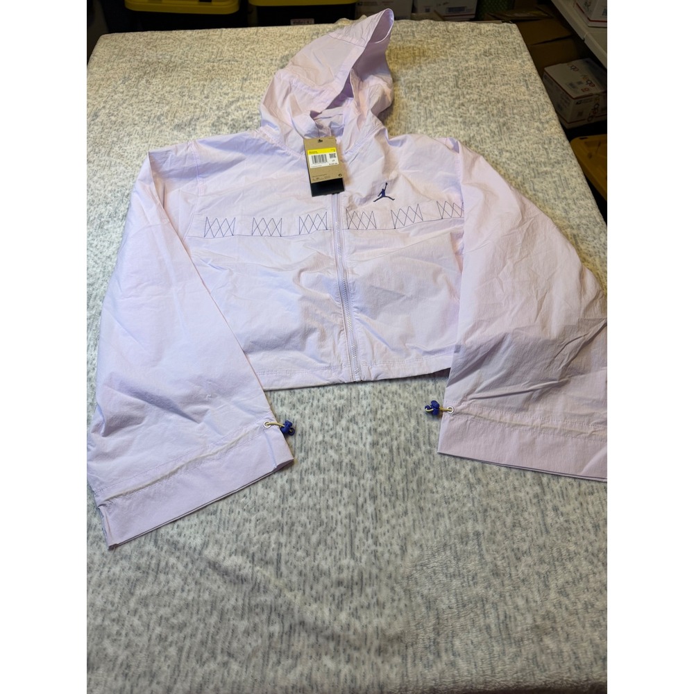 Jordan Women's Lightweight Cropped Hooded Windbreaker Jacket barely Grape Size S
